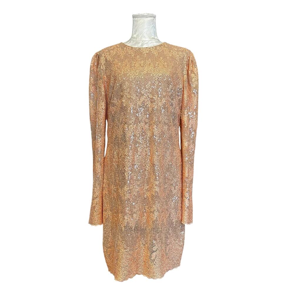 Dress the Population Peach Sequin Embroidered Dress XL